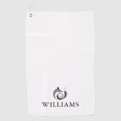 ネームパーソナライズされたキツネ及びゴルフボール ゴルフタオル (正面)