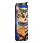 ネームパーソナライズされたキャット間抜けイン宇宙ワールドミーム タンブラー (回転左)