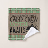 ネームパーソナライズされたキャビンキャンピングアドベンチャー バスタオルセット (ウォッシュタオル)