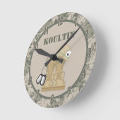 ネームパーソナライズされたクロック陸軍ACUカモフラージュ迷彩柄 ラウンド壁時計 (傾斜)