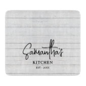 ネームパーソナライズされたグレイ木材ファームハウスキッチン カッティングボード (正面)