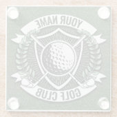 ネームパーソナライズされたゴルファーGOLFクラブターフクラブハウス ガラスコースター (裏面)