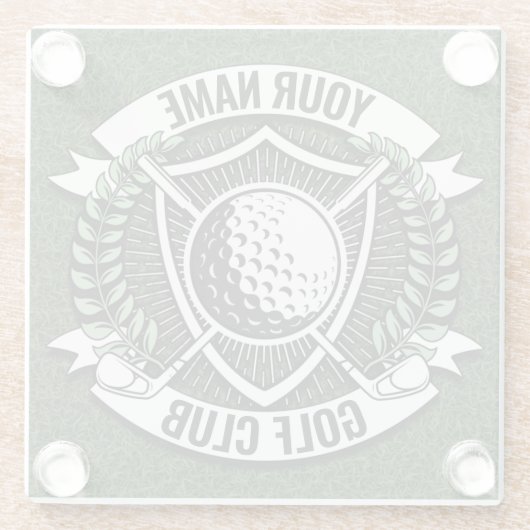 ネームパーソナライズされたゴルファーGOLFクラブターフクラブハウス ガラスコースター (裏面)