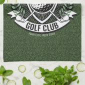 ネームパーソナライズされたゴルファーGOLFクラブターフクラブハウス キッチンタオル (折り畳み)
