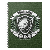 ネームパーソナライズされたゴルファーGOLFクラブターフクラブハウス ノートブック (正面)