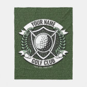 ネームパーソナライズされたゴルファーGOLFクラブターフクラブハウス フリースブランケット (正面)