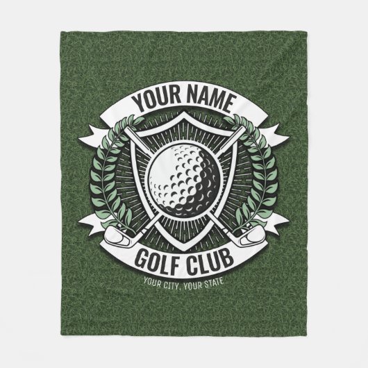 ネームパーソナライズされたゴルファーGOLFクラブターフクラブハウス フリースブランケット (正面)