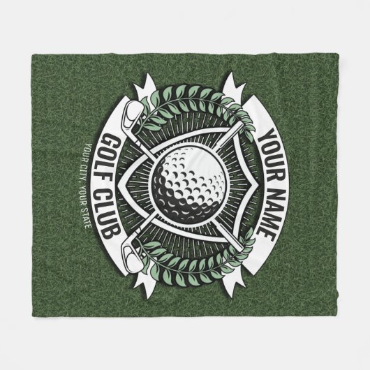 ネームパーソナライズされたゴルファーGOLFクラブターフクラブハウス フリースブランケット (正面(横))
