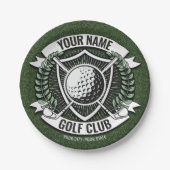 ネームパーソナライズされたゴルファーGOLFクラブターフクラブハウス  ペーパープレート (正面)