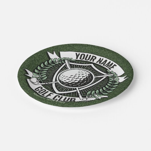 ネームパーソナライズされたゴルファーGOLFクラブターフクラブハウス  ペーパープレート (アングル)