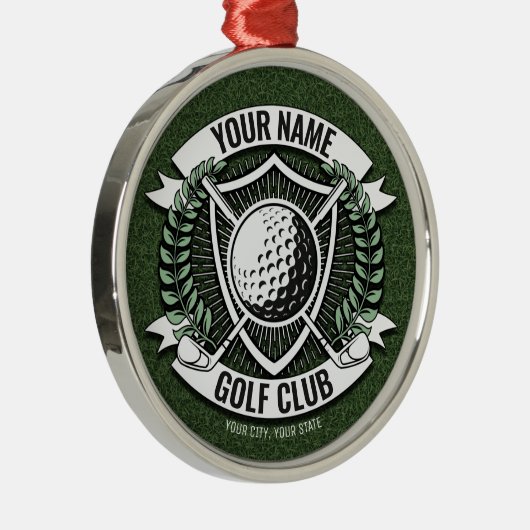 ネームパーソナライズされたゴルファーGOLFクラブターフクラブハウス メタルオーナメント (右)
