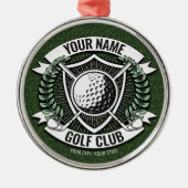 ネームパーソナライズされたゴルファーGOLFクラブターフクラブハウス メタルオーナメント (正面)