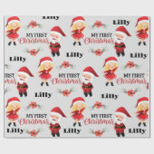 ネームパーソナライズされたサンタカップルクリスマスクリスマス ラッピングペーパー (フラット)