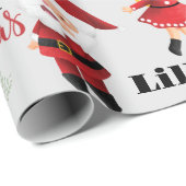 ネームパーソナライズされたサンタカップルクリスマスクリスマス ラッピングペーパー (ロールコーナー)