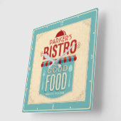 ネームパーソナライズされたシャビーシックフランスのビストロカフェ スクエア壁時計 (傾斜)