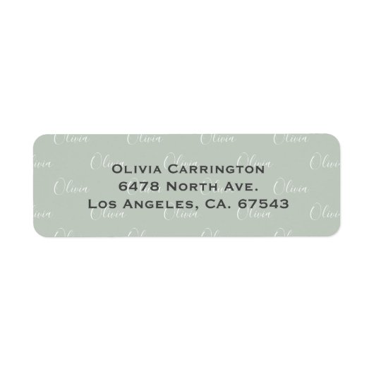 ネームパーソナライズされたセージグリーン差出人住所 ラベル (正面)