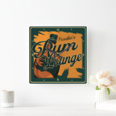 ネームパーソナライズされたダークカリブのラムバーラウンジ スクエア壁時計 (ホーム)