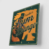 ネームパーソナライズされたダークカリブのラムバーラウンジ スクエア壁時計 (傾斜)