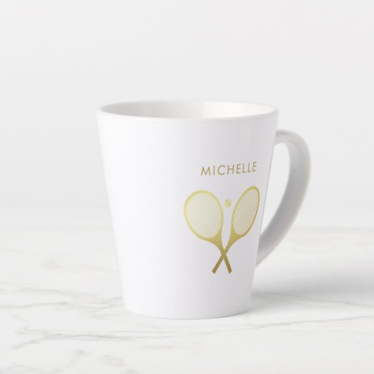 ネームパーソナライズされたトレンディーテニス カフェラテマグ (右アングル)