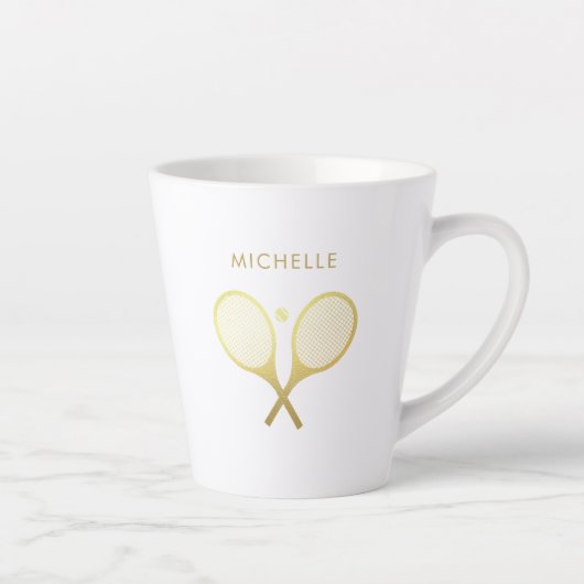 ネームパーソナライズされたトレンディーテニス カフェラテマグ (右)