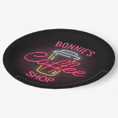 ネームパーソナライズされたネオンスタイルコーヒーショップカスタム ペーパープレート (アングル)