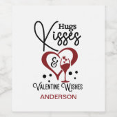 ネームパーソナライズされたハグキス&バレンタイン ワインラベル (シングルラベル)