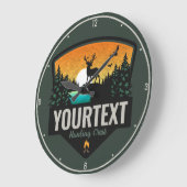 ネームパーソナライズされたハンターウィルダネスエルク狩り ラージ壁時計 (傾斜)