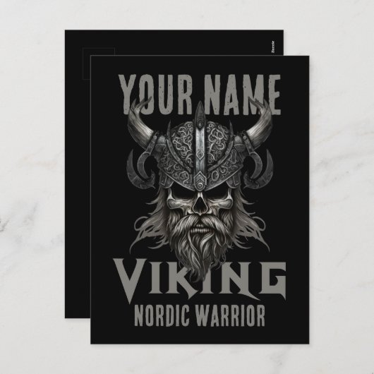 ネームパーソナライズされたバイキングウォリアー伝統 シーズンポストカード (正面/裏面)