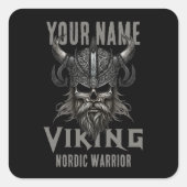 ネームパーソナライズされたバイキングウォリアー伝統 スクエアシール (正面)