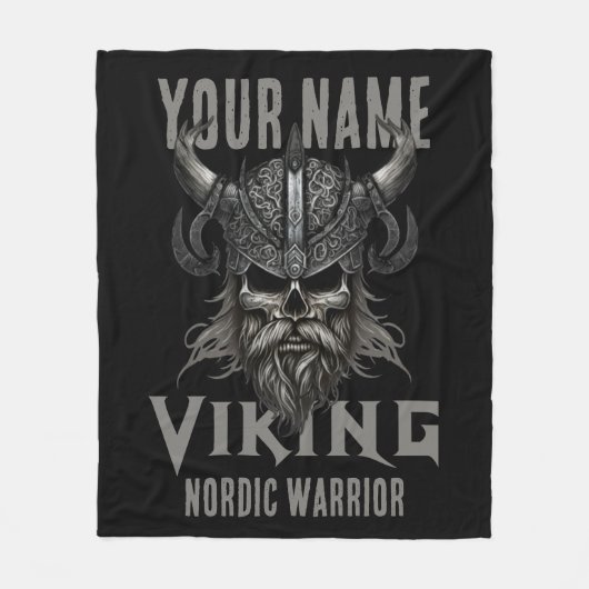 ネームパーソナライズされたバイキングウォリアー伝統 フリースブランケット (正面)
