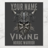 ネームパーソナライズされたバイキングウォリアー伝統 ワインラベル (シングルラベル)