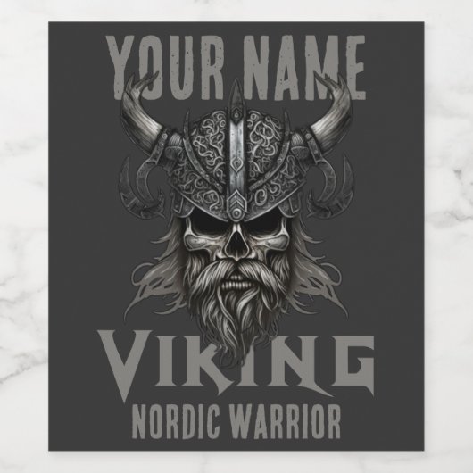 ネームパーソナライズされたバイキングウォリアー伝統 ワインラベル (シングルラベル)