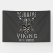 ネームパーソナライズされたバイキングウォリアー伝統 横断幕 (横)