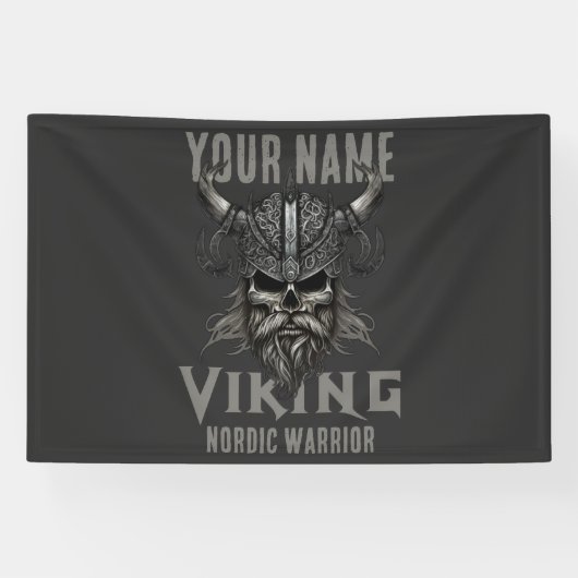 ネームパーソナライズされたバイキングウォリアー伝統 横断幕 (横)