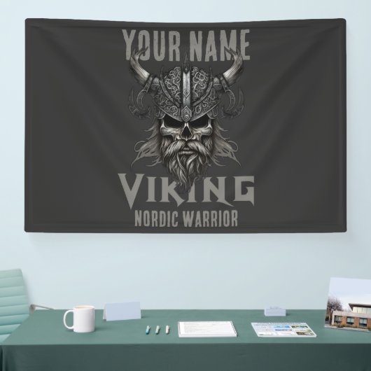 ネームパーソナライズされたバイキングウォリアー伝統 横断幕 (トレードショー)