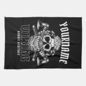 ネームパーソナライズされたバイキング北欧ウォリアー伝統 キッチンタオル (横)