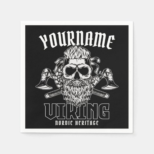 ネームパーソナライズされたバイキング北欧ウォリアー伝統 スタンダードカクテルナプキン (正面)