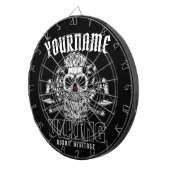 ネームパーソナライズされたバイキング北欧ウォリアー伝統 ダーツボード (正面右)