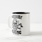 ネームパーソナライズされたバイキング北欧ウォリアー伝統 ツートーンマグカップ (正面左)