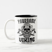 ネームパーソナライズされたバイキング北欧ウォリアー伝統 ツートーンマグカップ (左)