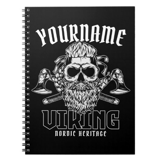 ネームパーソナライズされたバイキング北欧ウォリアー伝統 ノートブック (正面)
