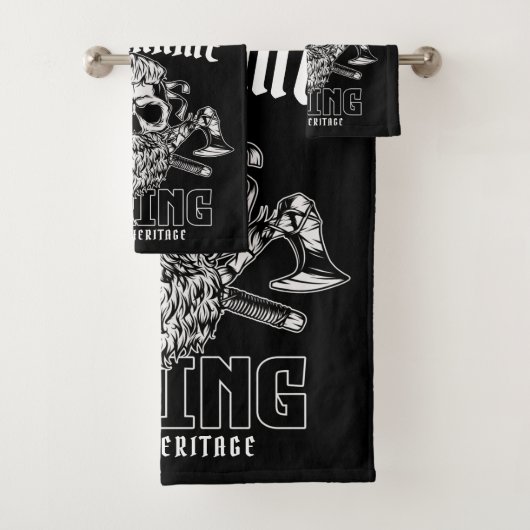 ネームパーソナライズされたバイキング北欧ウォリアー伝統 バスタオルセット (インサイチュ)