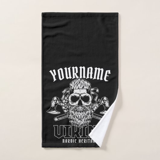 ネームパーソナライズされたバイキング北欧ウォリアー伝統 バスタオルセット (ハンドタオル)