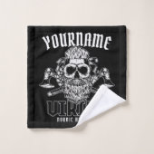 ネームパーソナライズされたバイキング北欧ウォリアー伝統 バスタオルセット (ウォッシュタオル)