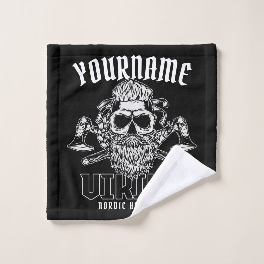 ネームパーソナライズされたバイキング北欧ウォリアー伝統 バスタオルセット (ウォッシュタオル)