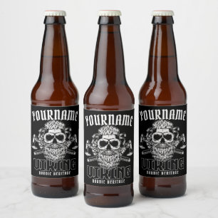 ネームパーソナライズされたバイキング北欧ウォリアー伝統 ビールラベル