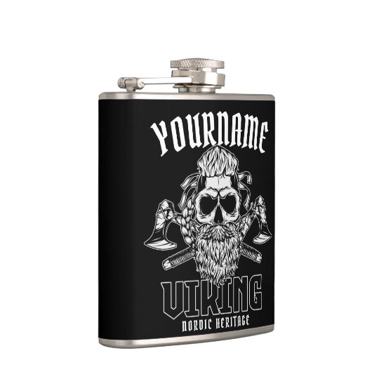 ネームパーソナライズされたバイキング北欧ウォリアー伝統 フラスク (右)