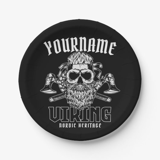 ネームパーソナライズされたバイキング北欧ウォリアー伝統 ペーパープレート (正面)