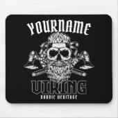 ネームパーソナライズされたバイキング北欧ウォリアー伝統 マウスパッド (正面)
