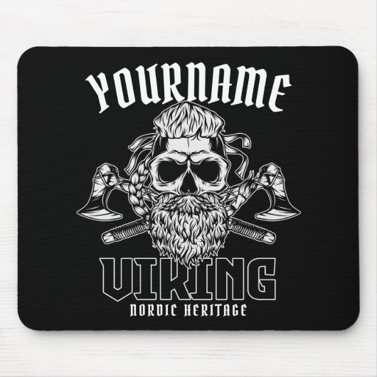 ネームパーソナライズされたバイキング北欧ウォリアー伝統 マウスパッド (正面)